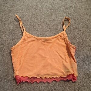 Free People Orange and Pink Crop Top
